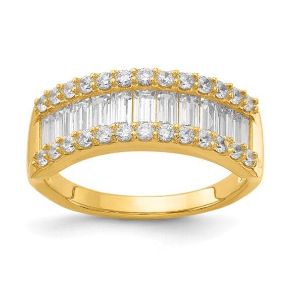 Sterling Silver Baguette Diamonelle Channel-Set Band Ring – Yellow Gold Vermeil - Picture 1 of 3